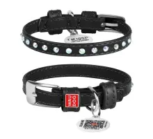Нашийник для тварин WAUDOG Glamour з QR-паспортом з стразами XXS2 Ш 9 мм Д 19-25 см чорний (32521)