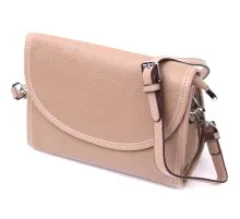 Сумка Vintage Шкіряна жіноча з напівкруглим клапаном Бежева (22257)