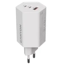 Зарядний пристрій Canyon HEXAGON 65 GaN 65W 2xPD 1xQC EU White (CND-CHAHEX65W)