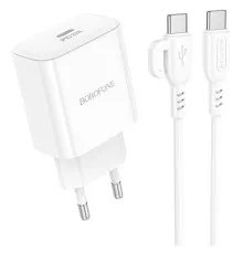 Зарядний пристрій BOROFONE BA81A USB-C PD20W + cable USB-C to USB-C White (6941991108204)