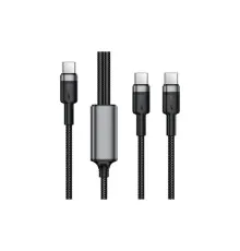 Дата кабель USB-C to 2xUSB-C 1.2m 100W nylon black Acefast (6974316285120)