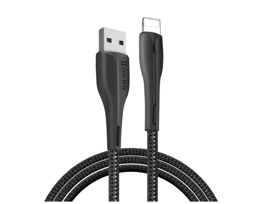 Дата кабель USB 2.0 AM to Lightning 1.0m led black ColorWay (CW-CBUL034-BK)