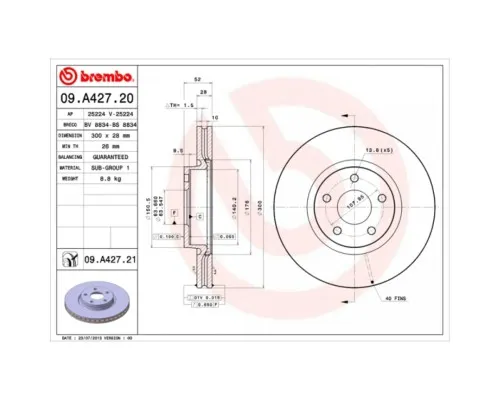 Гальмівний диск Brembo 09.A427.21