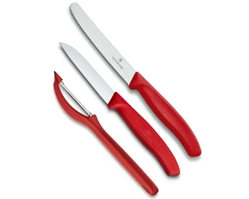 Набір ножів Victorinox SwissClassic из 3 предметов Красный с овощечисткой (6.7111.31)