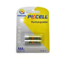 Акумулятор AAA R03 600mAh 1.2V NiMH Rechargeable Battery, 2шт/бл PkCell (PC/AAA600-2BR)