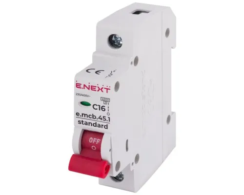 Автоматичний вимикач E.NEXT 1-п e.mcb.stand. 16А C ( 4,5кА) (s002008)