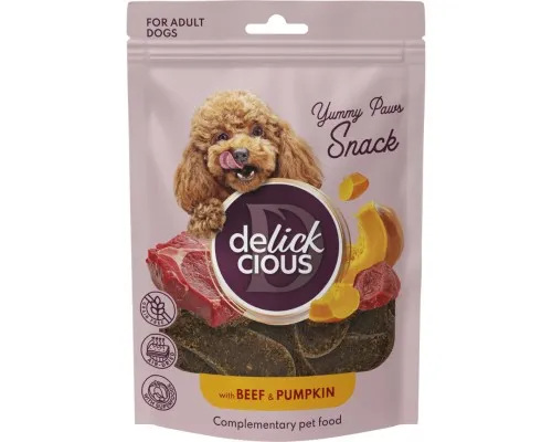 Ласощі для собак Delickcious з яловичиною і гарбузом 80 г (4820269147355)