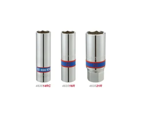 Головка торцева KING TONY 1/2" свічкова 16 мм шестигранна з гумою (463516RC)
