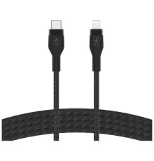 Дата кабель USB-С to Lightning 1.0m BRAIDED SILICONE black Belkin (CAA011BT1MBK)