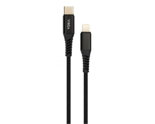 Дата кабель USB-C to Lightning 1.0m 3A 18W nylon braided black Vinga (VCPTCL3ANBK)
