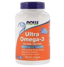 Жирні кислоти Now Foods Ультра Омега-3, 500 EPA / 250 DHA, Ultra Omega-3, 180 гелеви (NOW-01665)