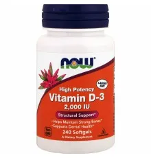 Вітамін Now Foods Вітамін D-3 2000IU, 240 желатинових капсул (NOW-00377)