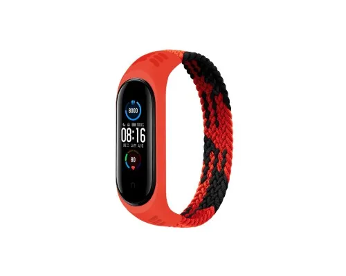 Ремінець до фітнес браслета BeCover Elastic Nylon Style для Xiaomi Mi Smart Band 5/6 (Size L) Black-Red (706157)