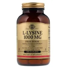 Амінокислота Solgar Лізин 1000 мг, L-Lysine, 100 таблеток (SOL-01701)