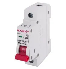 Автоматичний вимикач E.NEXT 1-п e.mcb.stand. 50А C ( 4,5кА) (s002013)