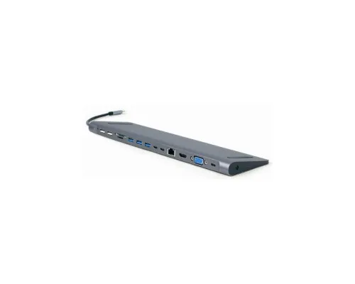 Концентратор Cablexpert USB-C 9-in-1 (Hub/HDMI/VGA/PD/card-reader/lan/audio) (A-CM-COMBO9-01)