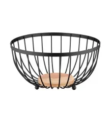 Фруктовниця Ardesto Midori 25х25х13см, метал, дерево, чорний (AR0904B)