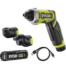 Викрутка акумуляторна Ryobi RSD4-120TA2, USB Lithium, 4V, 1х2Ah, 5Нм, 200об/хв, 2 насадки ,10 біт, кейс (5133006211)