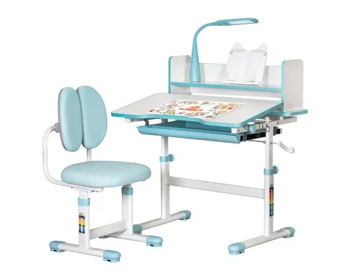 Парта зі стільцем ErgoKids Blue ( +полка+лампа) (BD-24 BL)
