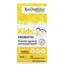 Пробіотики Kyolic Пробіотик для дітей, смак ванілі, Kids Probiotic, 60 жувальних. (WAK-60132)