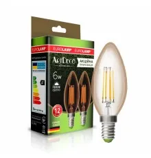 Лампочка Eurolamp LED CL 6W 620 Lm E14 3000K deco 2шт (MLP-LED-CL-06143(Amber))