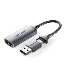 Перехідник USB-C + USB-A to HDMI M 0.1m video capture gray Vention (ACWHA)