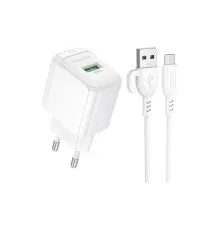 Зарядний пристрій BOROFONE BAS42A Potential USB QC3.0 + cable USB to Micro 5P White (6941991113796)