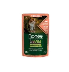 Вологий корм для кішок Monge BWild Cat Free Wet Sterilized лосось з креветками 85 г (8009470012782)