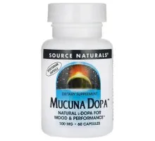 Трави Source Naturals Мукуна Пекуча, Mucuna Dopa, 60 капсул (SN2191)