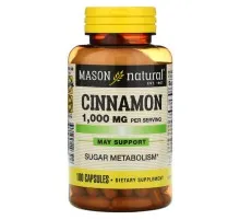 Трави Mason Natural Кориця 1000 мг, Cinnamon, 100 капсул (MAV-14651)