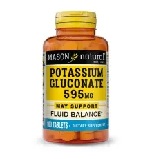 Мінерали Mason Natural Калій Глюконат 595мг, Potassium Gluconate, 100 таблеток (MAV06181)