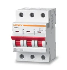 Автоматичний вимикач Videx RS4 RESIST 3п 6А С 4,5кА (VF-RS4-AV3C06)