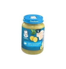 Дитяче пюре Gerber Риба з картоплею, цукіні та броколі з 6 місяців 190 г (1227382)