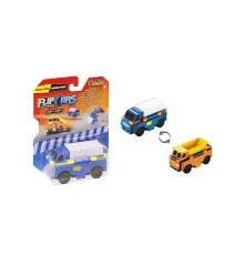 Масштабна модель автомобіля Flip Cars 2 в 1 Вантажівка і Навантажувач (EU463875-12)