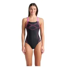 Купальник Arena Graphic Swimsuit Swim Pro Back 009024-590 чорний, рожевий 38 (3468337554042)