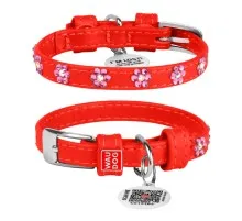 Нашийник для тварин WAUDOG Glamour з QR-паспортом "Квіти" XS Ш 15 мм Д 27-36 см червоний (32843)