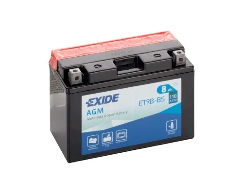 Акумулятор автомобільний EXIDE AGM 8Ah (+/-) (110EN) (ET9B-BS)