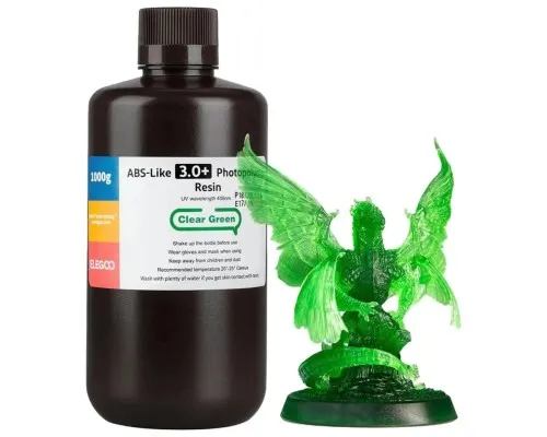 Фотополімерна смола ELEGOO Resin, ABS-like 3.0 plus 1кг, transparent green (50.103.0227)