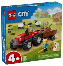 Конструктор LEGO City Червоний фермерський трактор із причепом і вівцями (60461)