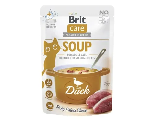 Вологий корм для кішок Brit Care Soup with Duck з качкою 75 г (8595602569182)