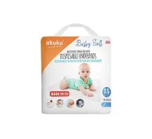 Пелюшки для малюків Akuku Baby Soft 40 x 60 см, 15 шт (A0500)