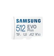 Карта пам'яті Samsung 512 GB microSDXC Class 10 UHS-I U3 V30 A2 EVO Plus+SD Adapte (MB-MC512SA/EU)