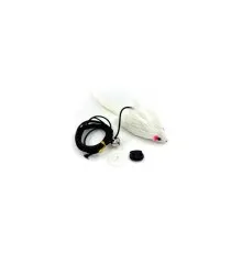 Іграшка для котів Hippie Pet Мишка з мотузкою біла 8 см (HIPCT2304006B)
