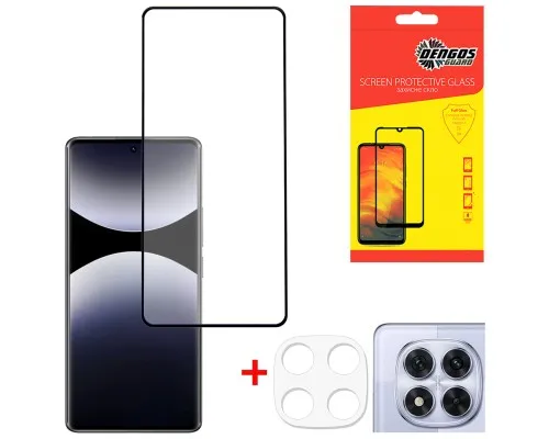Скло захисне Dengos Xiaomi Redmi Note 14 Pro 4G / 5G + camera protection Black (DG-TGSCP-09)