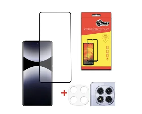 Скло захисне Dengos Xiaomi Redmi Note 14 Pro 5G + camera protection Black (DG-TGSCP-12)