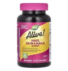 Вітамін Nature's Way Здоров'я волосся, шкіри та нігтів, смак полуниці, Alive! Hair, Skin (NWY-11534)
