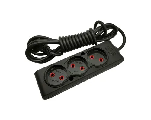 Мережевий подовжувач TECCO 3м 3 поста black (8681277843280)