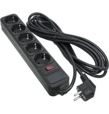 Мережевий фільтр живлення Patron 5.0 m3*1mm2 (SP-1055) 5 розеток BLACK (EXT-PN-SP-1055)