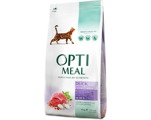 Сухий корм для кішок Optimeal з ефектом виведення шерсті - качка 10 кг (4820083909979)