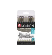 Лайнер Sakura Набір Pigma Micron 6 шт, 1 лінер-пензель Pigma Brush + PIGMA Micron PN в подарунок (8712079421731)